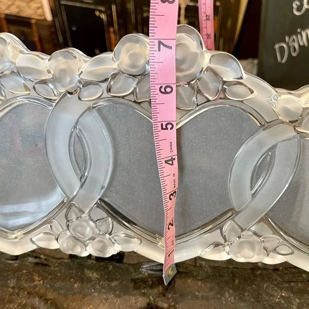 VTG Y2K Mikasa *Rosemont* COQUETTE Triple Hearts Crystal Boudoir Picture Frame